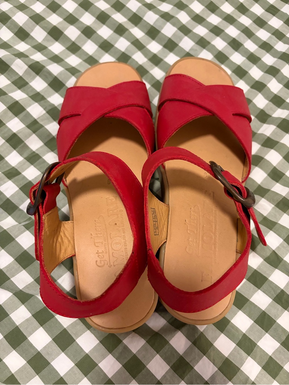 Famolare Red Suede Crisscross Sandal - Size 8 - Picture 2 of 5